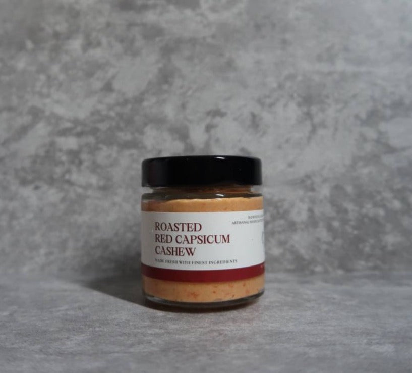 Roasted red capsicum with cashew Butter from Borderlessbutter. Fragrant, umami, spicy, decadent, smooth and indulgent. Best compound butter singapore